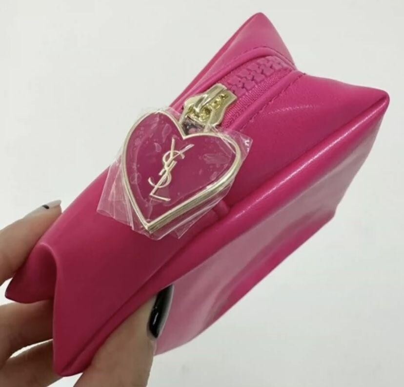 YSL Yves Saint Laurent Novelty Pouch Pink Enamel Heart Team free