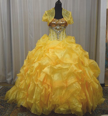 canary yellow ball gowns