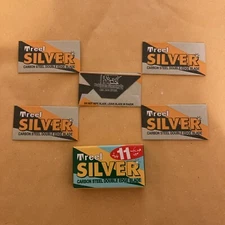 5 Double Edge Razor Blades, Treet Silver Carbon Steel