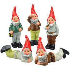 Certikin Heissner Original Mini Gnomes Ceramic Garden Ornament Statues Pack of 5