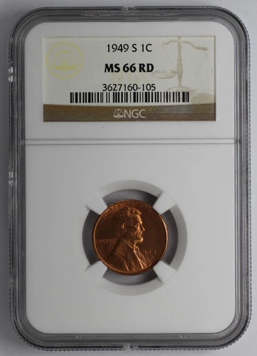 1949 S Lincoln Cent NGC MS 66 RD