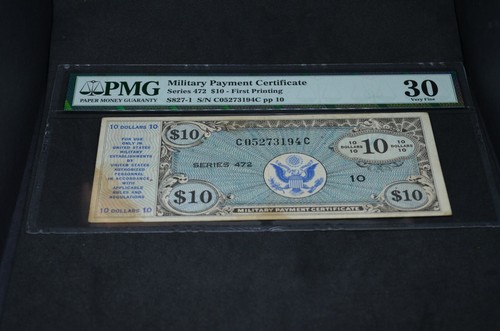 PMG Graded Military Payment Certificate $10 Banknote Series 472 VF30 - Picture 4 of 7