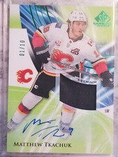 2020-21 Upper Deck SP Game Used Autograph /10 Matthew Tkachuk Premium Flames