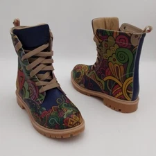 Goby Anthropologie Floral biker boots women 40 vegan leather boho Y2K fairy