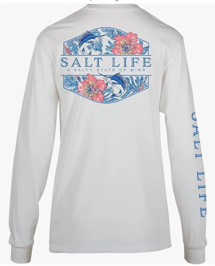 Salt Life WHITE SLX UVAPOR L/S T-Shirt "SAILIN TROPIC" Women's XLARGE NWT