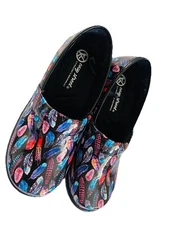 Easy Streets Shoes Pink Colorful Feather Clogs for Women SZ 9