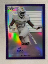 RJ MICKENS Chargers 2020 Leaf Army All-American Purple Metal Flag AUTO # 7/12