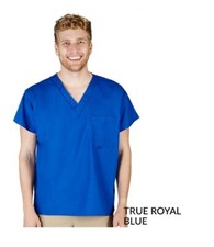 Unisex Scrub Wear V Neck Top SZ.L NEW ROYALBLUE 7768 Medical Work 65 Poly35 Cott