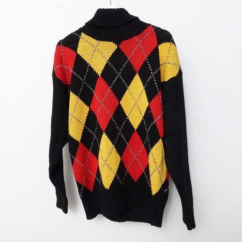 Vintage 80s Liz Sport Black Knit Argyle 