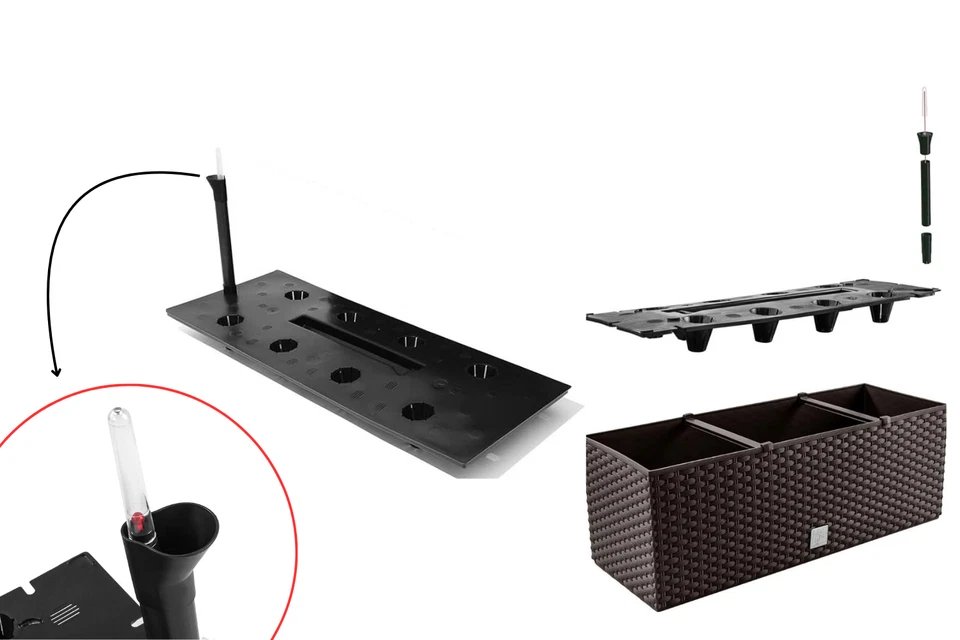 Plant Pot Rectangular Modern Rattan Garden Planters Indoor Outdoor Umbra - Image 3 of 4