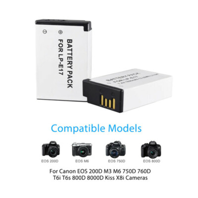 LP-E17 Battery for Canon EOS M6 200D 200D Mark I II 77D 750D 760D
