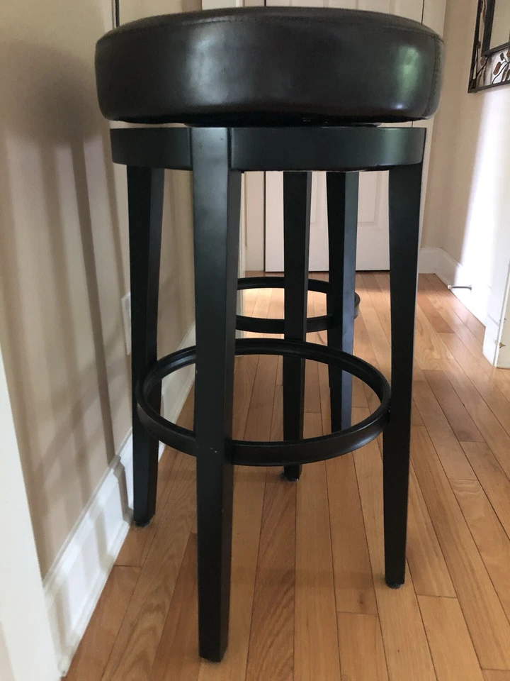 Pier 1 Imports Bar Stools Black/Brown Set Of Two - Image 2 of 2