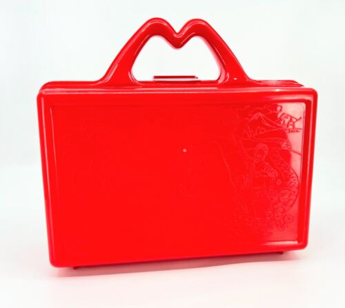 Vintage 1988 McDonald’s Red Happy Meal On the Go School Plastic Lunch Pencil Box - Picture 1 of 5