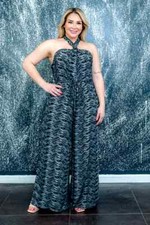Womens Plus Size Black Wide Leg Jumpsuit 2X Halter Neckline Summer Travel