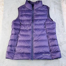 Eddie Bauer Down Vest Womens Medium EB 650 Purple Puffer Packable Lightweight
