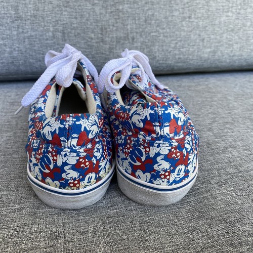 Tenis para mujer Disney Minnie Mouse talla 9,5M zapatos planos con cordones rojos blancos azules - Imagen 3 de 10