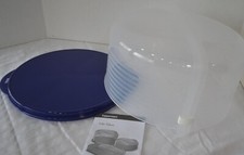 TUPPERWARE HUGE ROUND CAKE TAKER w/Handle -At Home or On-the-GO - SAPPHIRE Color
