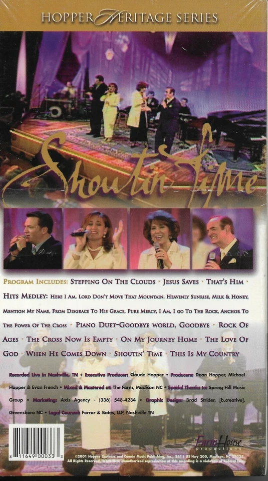 HOPPERS....."SHOUTIN TIME".....NEW LIVE GOSPEL CONCERT VHS - Image 2 of 2