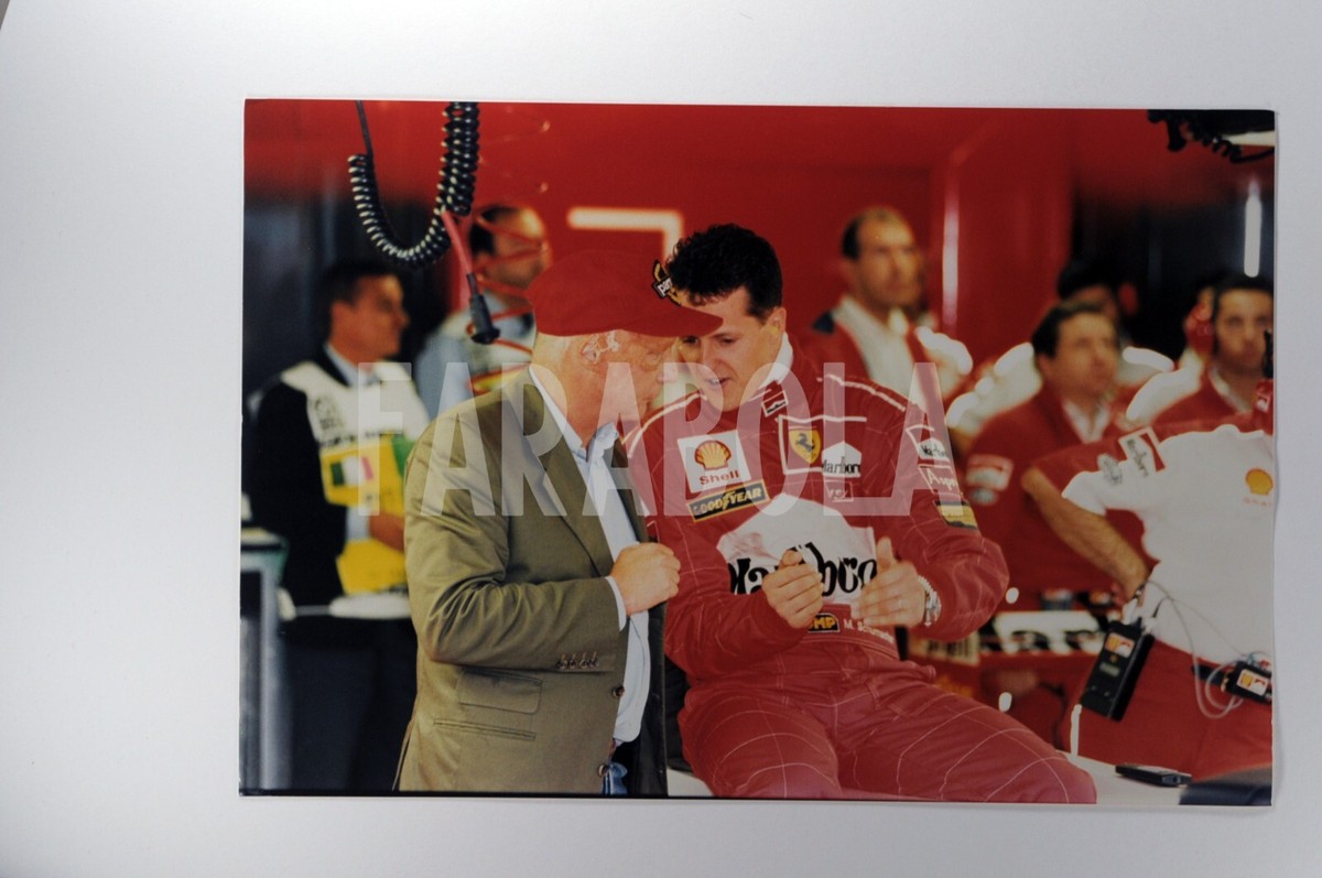 Photo de presse vintage Formula 1, Monza, Irvine, Frères Schumacher 1998, tirage