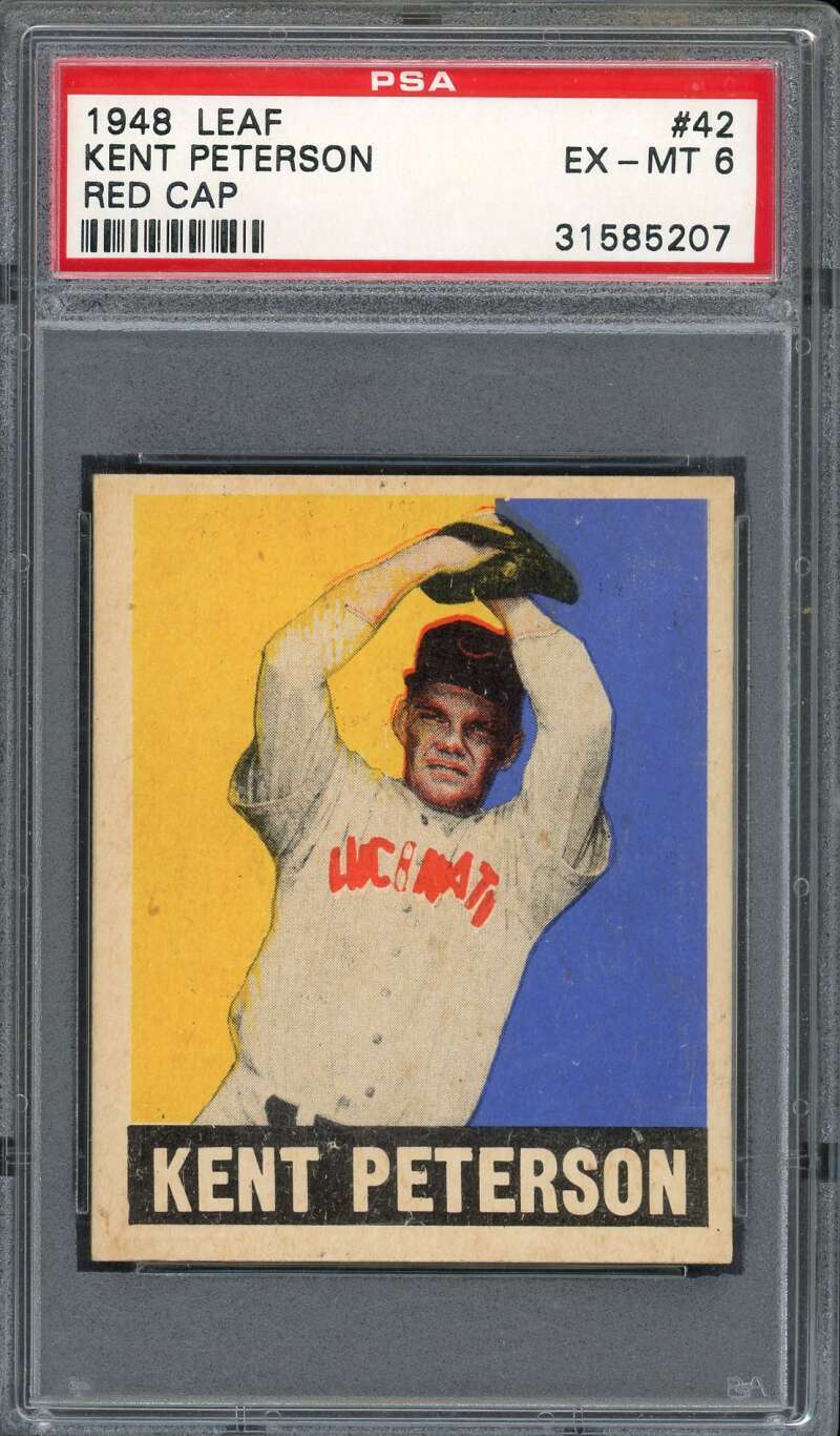 1948 Leaf Gum Co. 42 Kent Peterson (Red Cap) PSA 6