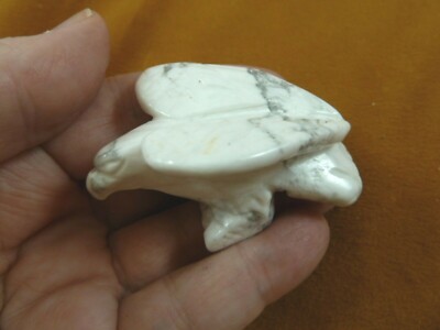 (Y-BIR-EA-ST-725) White Howlite EAGLE bird gemstone carving figurine love eagles