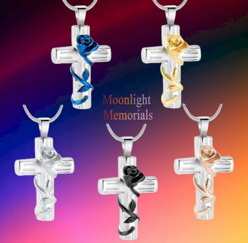 New Cross Flower Cremation Urn Keepsake Ashes Memorial Necklace - 第 3/13 張圖片