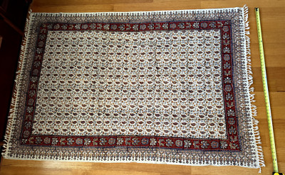 Ghalamkar Aziz Atrian 50''x70''Hand Printed Cotton Cloth of Esfahan Red/Blue