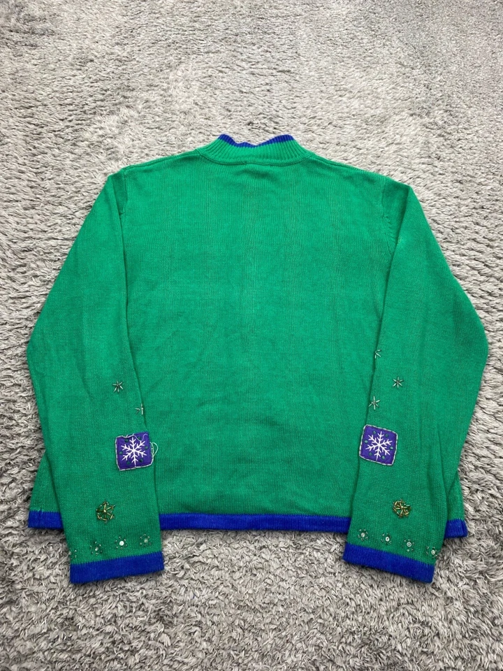 Cárdigan Jason Maxwell Suéter Mujer Mediano Bordado Navidad Retazos De Colección Foto 2 de 4