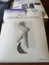 JC PENNEY Vintage Smoke grey Control Top PANTYHOSE - Size Long- 1990's
