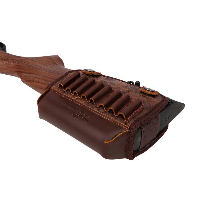 PU Leather Rifle Cheek Rest Comb Riser Ammo Holder Gunstock Bullet