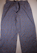 CLUB ROOM Men's Blue & White Check Pug Dog Lounge Pants Pajama Bottoms NEW Large