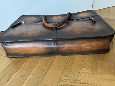 Sac Bandoulière Cuir JM Le Gazel Diplomate - Marron - Patine Sur Mesure - Occasion