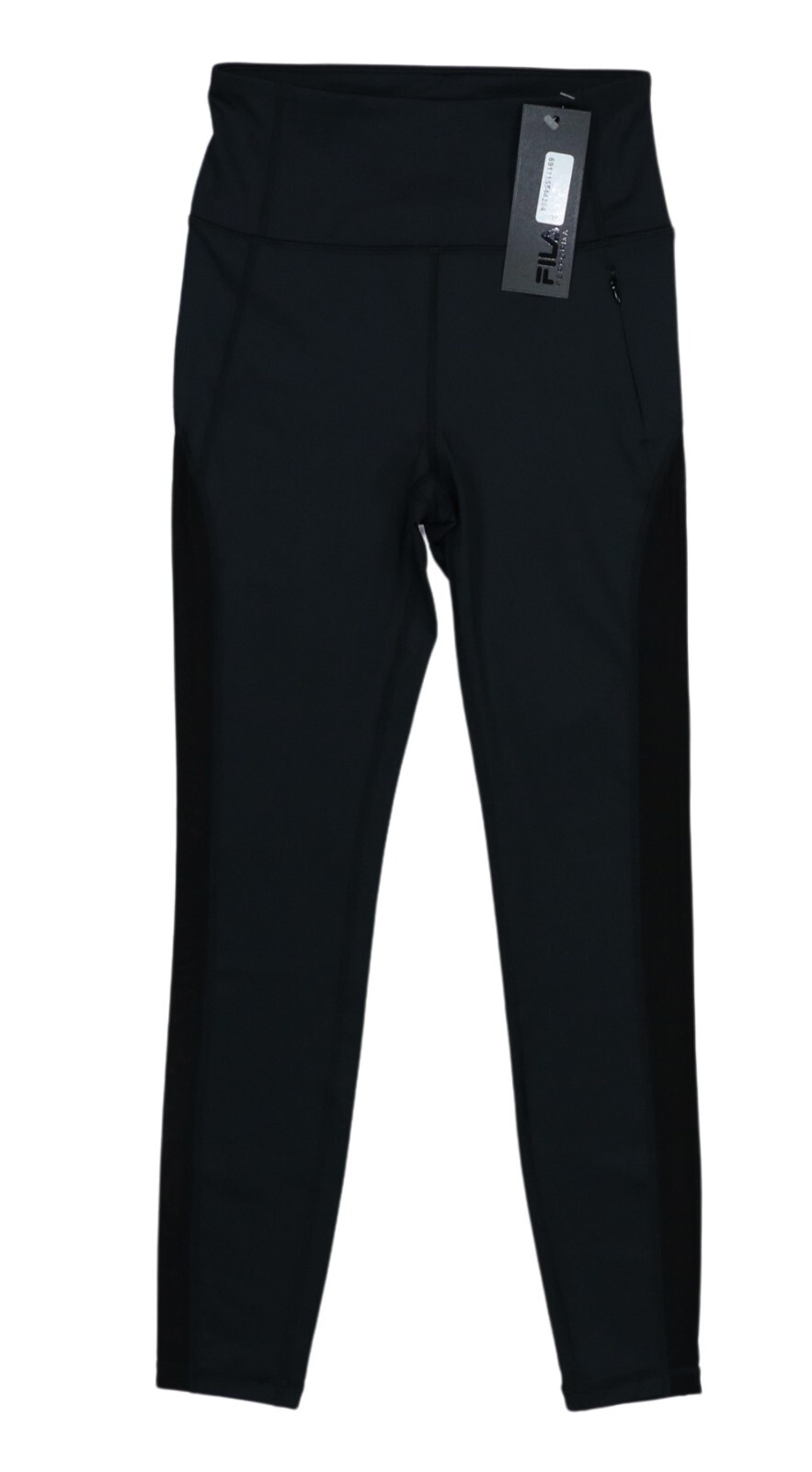 Leggings Donna Fila Performa Cerniera Tasca Colore Solido Tagliati Nuovi con Etichette Nero