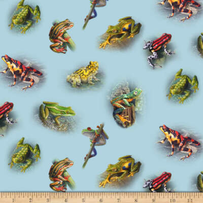 Fat Quarter tolle Frösche auf blau 100% Baumwolle Steppstoff
