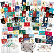100 Unique Christmas Cards With Envelopes,Large 5X7 Inch Merry Christmas Cards G