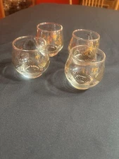 Rare Mid-Century Gay Fad signed barware set of 4 Roly-Poly glasses
