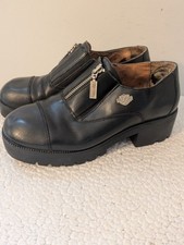 VTG 90 s HARLEY DAVIDSON Chunky Low Cut Zipper Bootie Women s Size 8 Leather