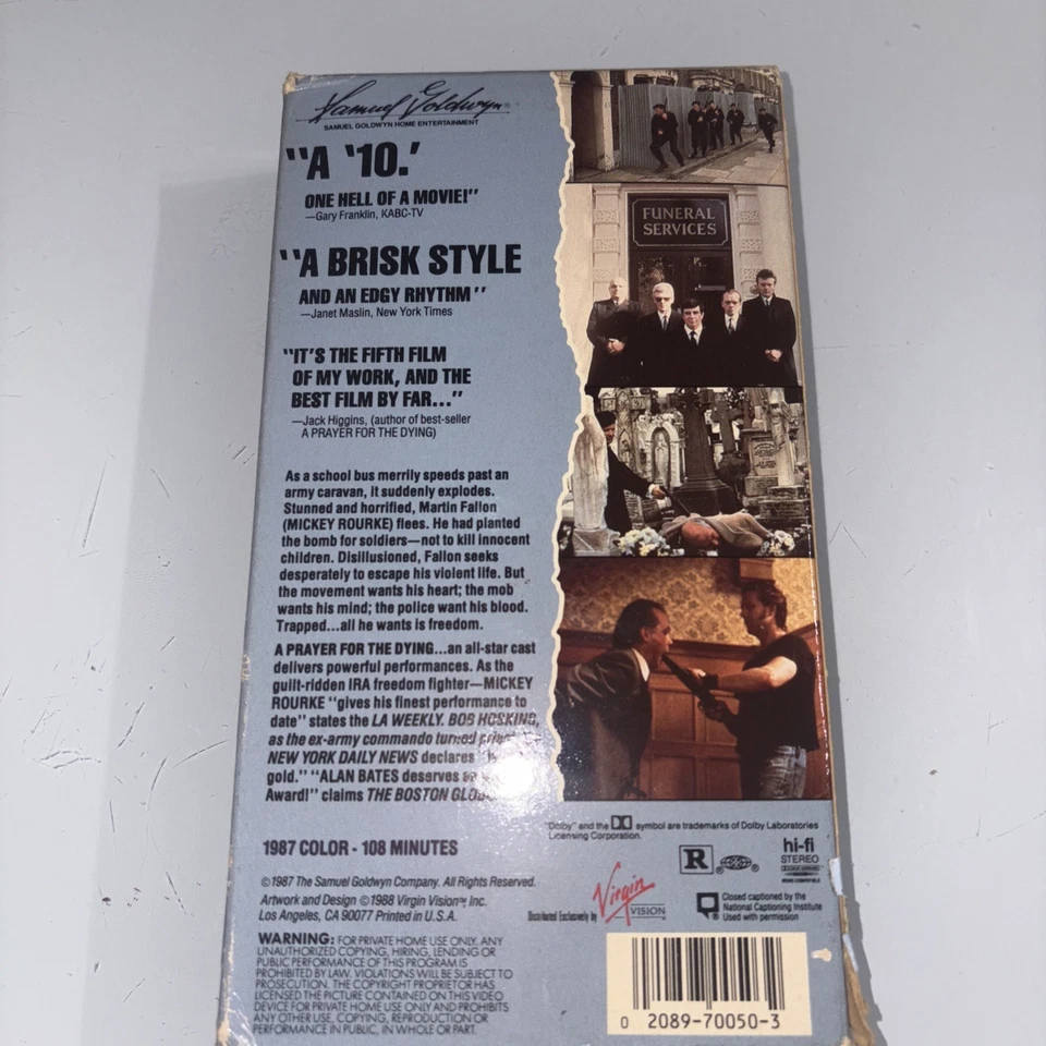 A Prayer For The Dying VHS Mickey Rourke + DVD Rape Marriage Rideout Case Foto 3 de 4