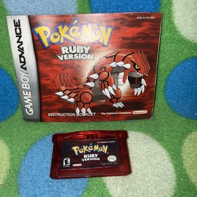Authentic Pokémon: Ruby Version (GBA, 2003) and instruction book, tested, works.