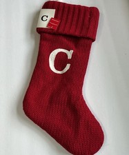 MONOGRAM LETTER "C  RED/WHITE KNIT XMAS STOCKING 18" Wondershop Target