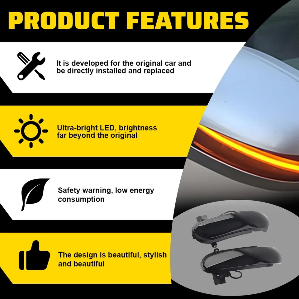 2X Luz de señal de giro de espejo de puerta para Mercedes Benz SLK R171 W171/SL R230 W230 A Foto 2 de 4