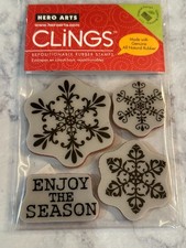 Hero Arts Rubber Stamps Stamp little Enjoy the Season Snowflakes Set of 4