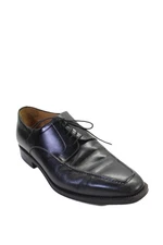 Santoni Mens Leather Square Toe Lace-Up Dress Oxford Shoes Black Size 10.5