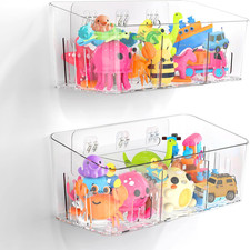 Bath Toy Storage 2 Packs, Large Bath Toy Holder with 3 Compartment, Quick Dry Ba