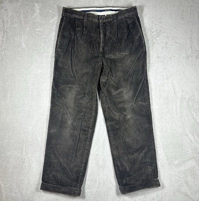 Brooks Brothers Men's Elliot Corduroy Pants 35x30 Dark Brown Pleated Cuffed