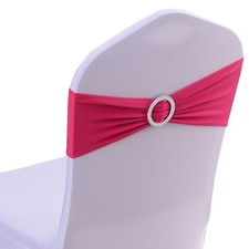 10 PCS Fuchsia Spandex Stretch Chair Sashes Bow Bands Buckle Slider Wedding