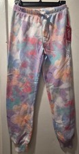 Girls Tie Dye Joggers Justice Sweatpants Pink Purple White Size M 10 New