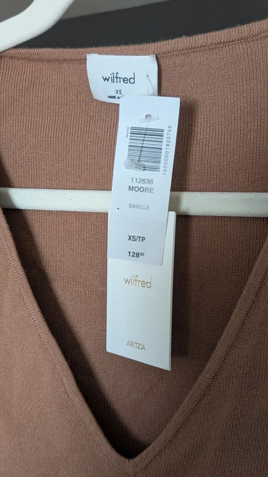 Vestido maxi suéter Aritzia Wilfred Moore malha gola V tamanho XS - Imagem 4 de 4