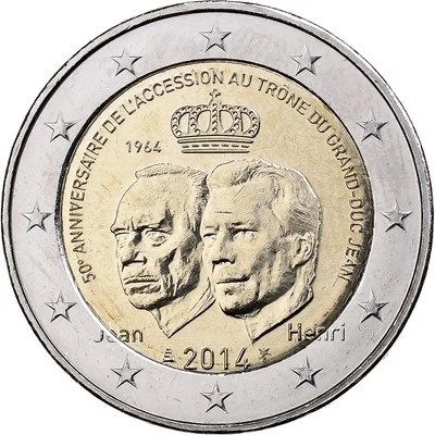 Luxembourg, 2 Euro, le 50ème anniversaire de l'accession au trône, 2014 - Photo 1/2