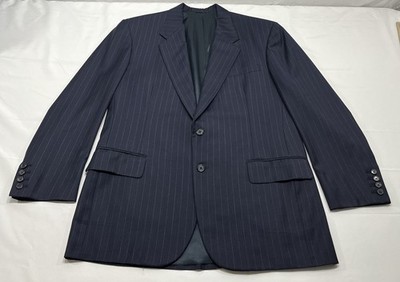 Tom James Men's 42 Blazer Blue Striped Sport Coat Jacket Wool Royal Classic